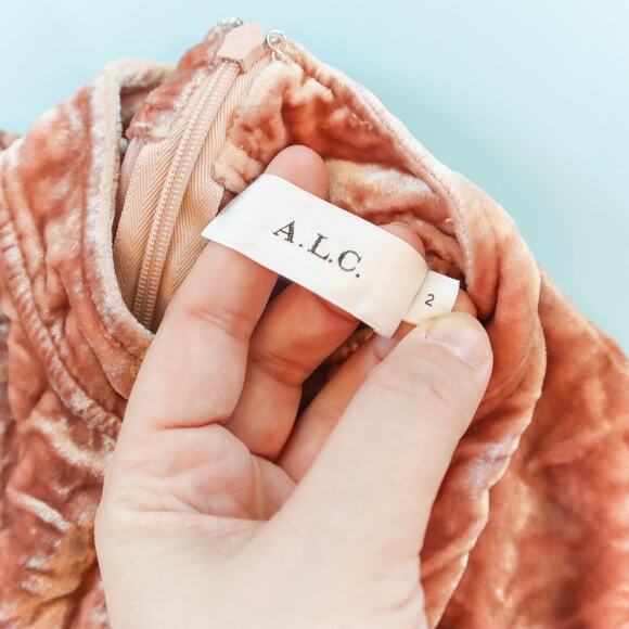 ALC Velvet Orange Retro Indie Moody Long Sleeve Sheath Dress Size 2 Gemma - Picture 5 of 10